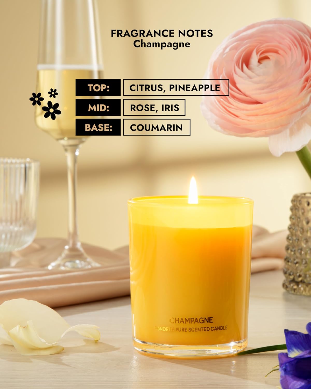 96NORTH Luxury Vanilla Soy Candles | Large 3 Wick Jar Candle | Up to 50 Hours Burning Time | 100% Natural Soy Wax | Relaxing Aromatherapy Aesthetic Candle | Housewarming Gift for Men and Women