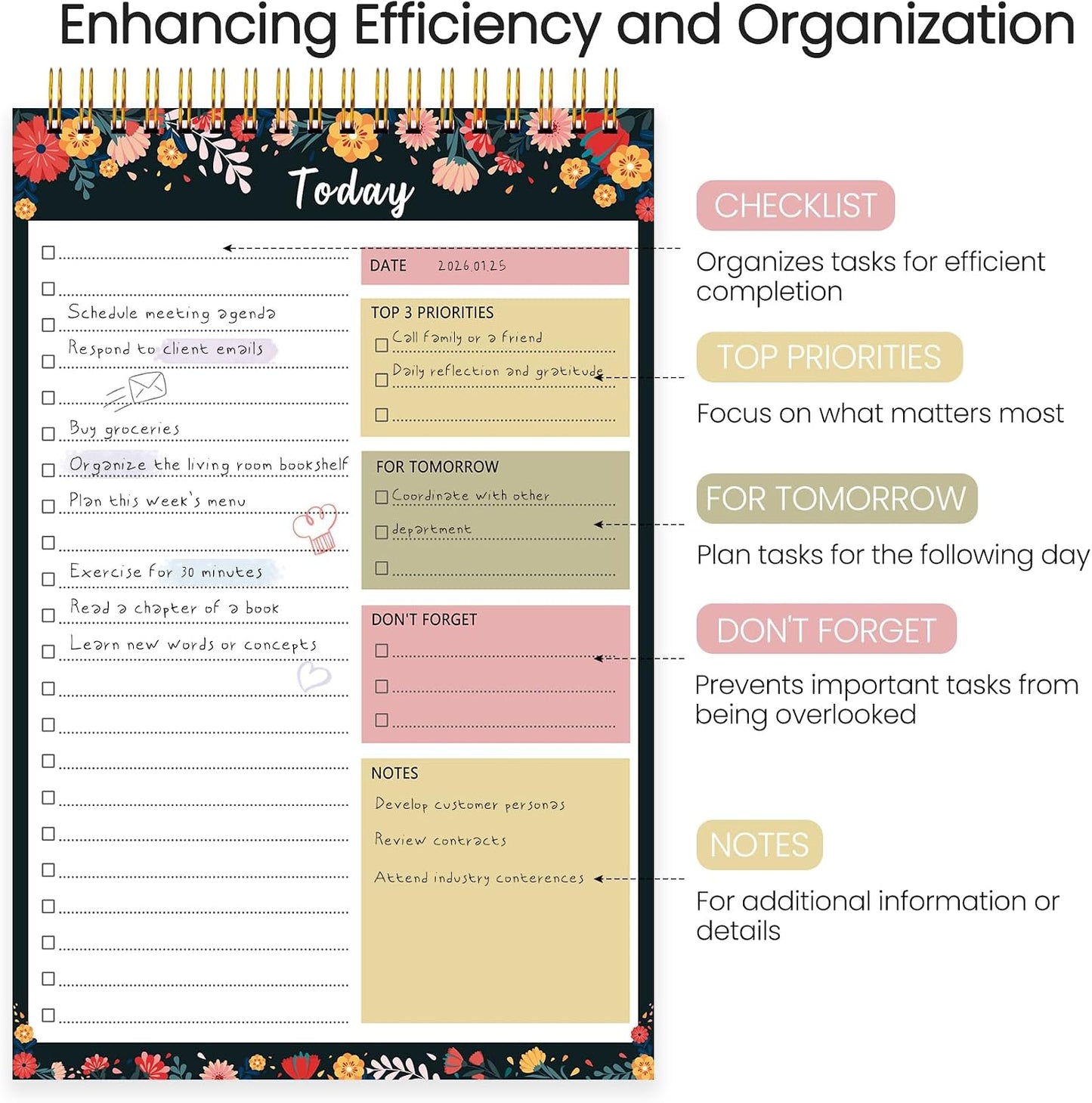 To Do List Notepad - To Do List Notebook for Work with 52 Sheets, Undated Daily Planner Perfect for Enhanced Productivity and Goal Achievement - Green