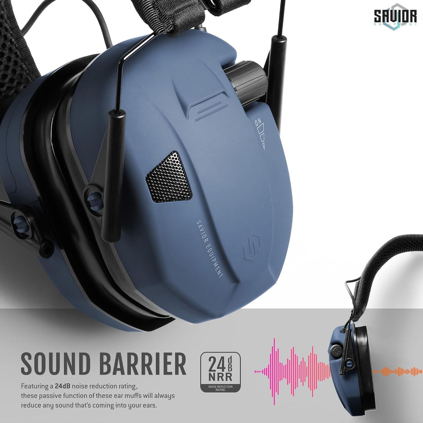 Savior Equipment Apollo Electronic Earmuffs For Shooting w/Gel Ear Pads, 24dB NRR, Noise Cancelling Ear Protection Headset