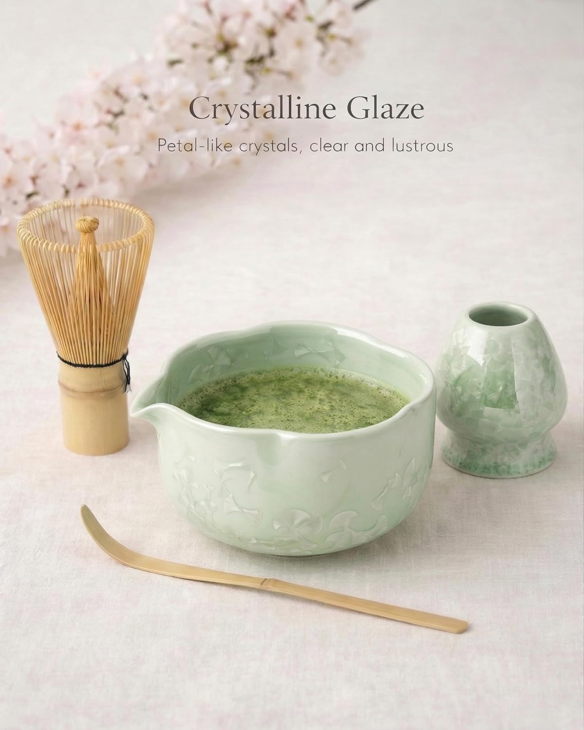 Matcha Whisk Set 7-Piece with Handmade Matcha Bowl & 100-Prong Purple Bamboo Whisk (Chasen), Complete Matcha Kit with Holder, Scoop & Rest, Bamboo Tea Mat, Gift-Ready Matcha Set