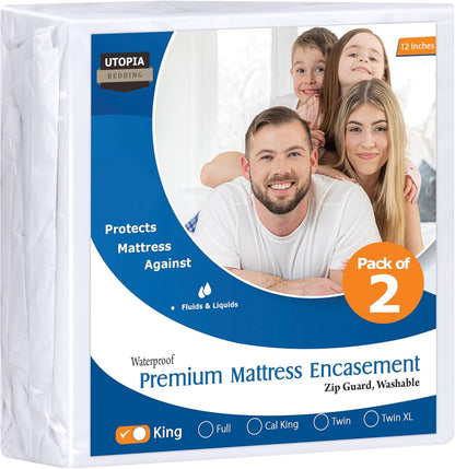 Utopia Bedding Premium Waterproof Bed Bug Mattress Cover, Twin Zippered Mattress Protector, 8 Inches Deep, Dust Mite Proof 6-Sided Mattress Encasement for Bed