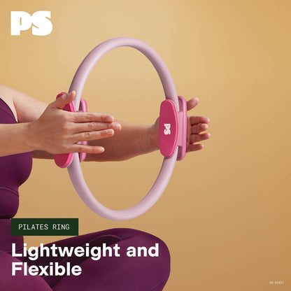 POPSUGAR Pilates Ring (15" Rose Pink/Berry, 1 lb), Dual-Grip Magic Circle Fitness Ring for Added Resistance, Tone, Sculpt & Strengthen Muscles, Pilates Ring Circle for Stretching & Home Gym Exercise