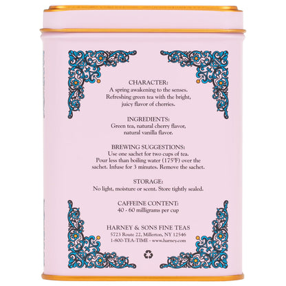 Harney & Sons HT Cherry Blossom Green Tea, 20 Sachets in Tin