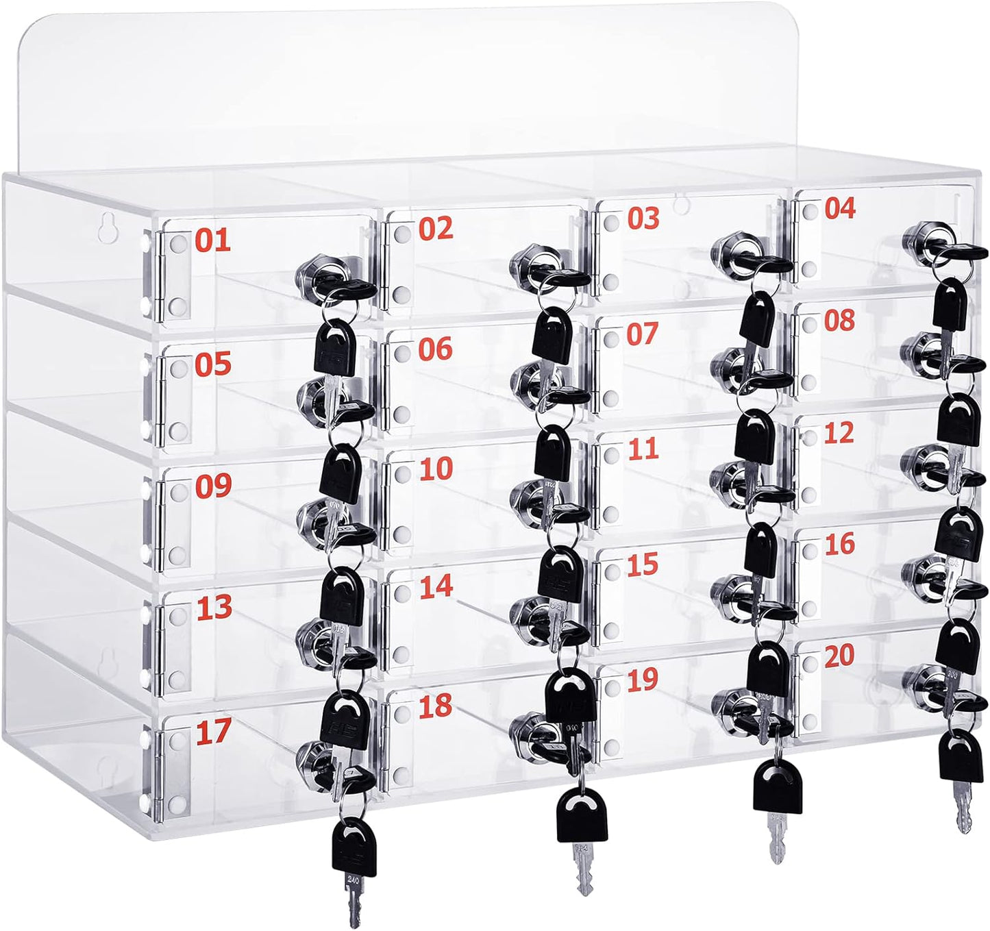 Threan 12 Slot Cell Phone Storage Box, Acrylic Clear Cell Phone Storage Cabinet Wall Mounted with Door, Locks and Keys for Office School Factory