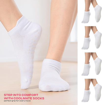 COOLMATE Pilates Socks with Grips for Women, Yoga Socks, Crew Non Slip Women for Barre, Pilates Gifts for Women - Colors B