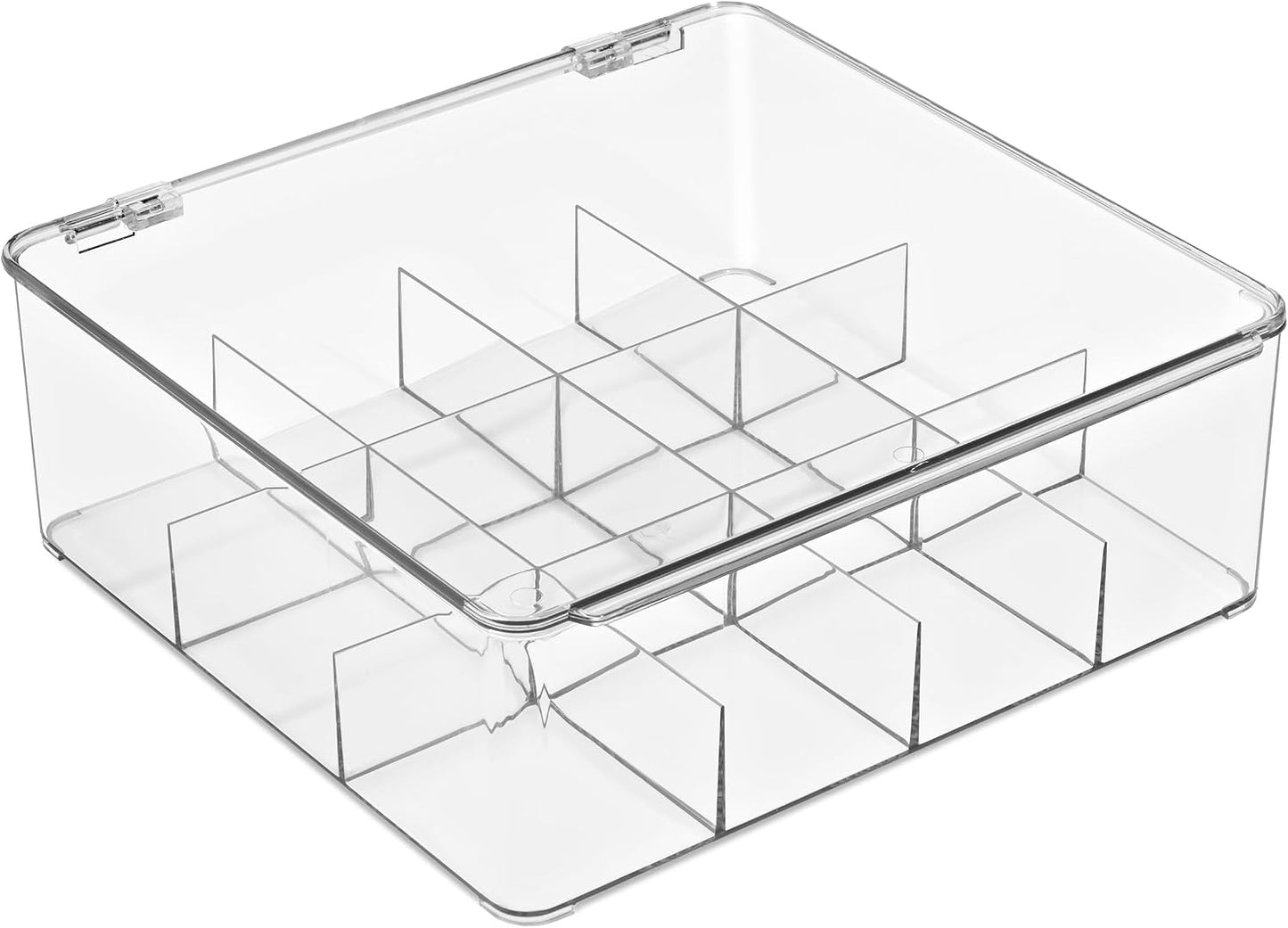 Sorbus Tea Bag Organizer, Stackable Tea Bag Storage Organizer with 12 Compartments and Hinged Lid, Plastic Tea Bags Holder for Kitchen Organizers
