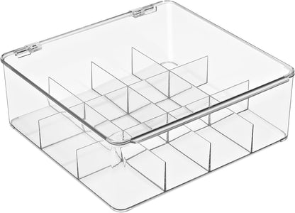 Sorbus Tea Bag Organizer, Stackable Tea Bag Storage Organizer with 12 Compartments and Hinged Lid, Plastic Tea Bags Holder for Kitchen Organizers