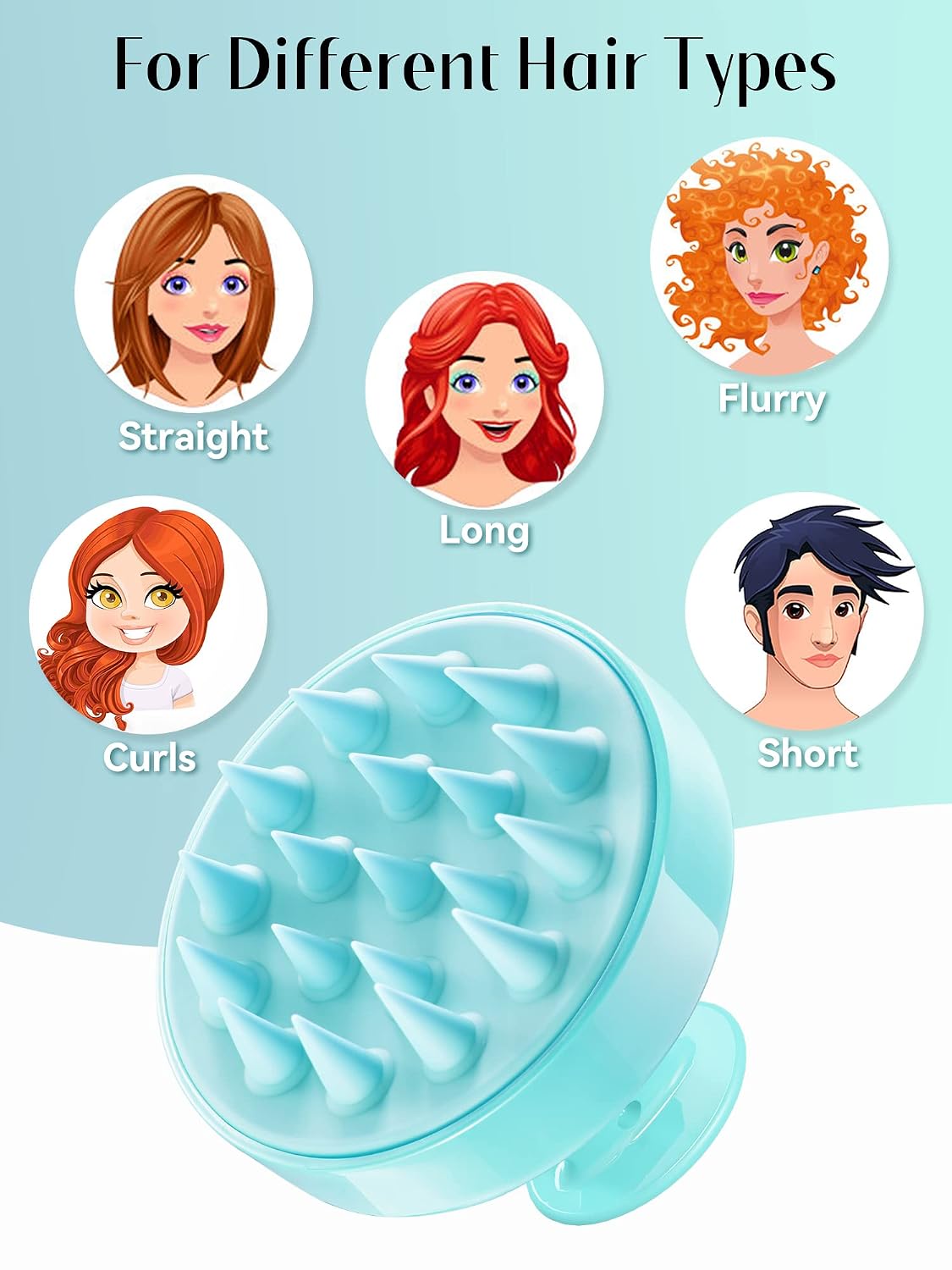 HEETA Scalp Massager Hair Growth, Soft Silicone Scalp Scrubber Shampoo Brush for Exfoliation, Dandruff Removal Head Massage Stress Relax, Wet & Dry Use for Thick Thin Curly Hair Care, Black