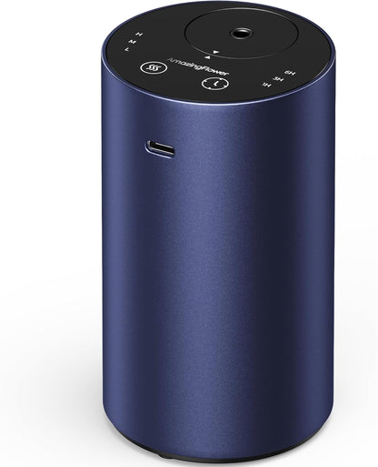 Waterless Essential Oil Diffuser, Rechargeable Scent Diffusers with 3 Mist Levels & Timers, Portable Aromatherapy Diffuser for Home Car Room Studio Office, Black Metal