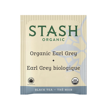 Stash Tea Organic Earl Grey Black Tea, Caffeinated, Non-GMO Project Verified, Serve Hot or Iced, 96 Tea Bags, 16 count (6 pack)