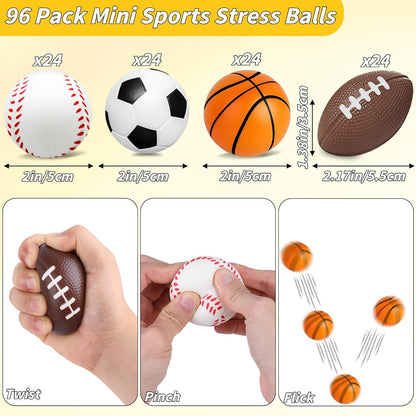 96 Pieces Motivational Stress Balls 2 Inch Inspirational Stress Relief Ball Bulk Hand Exercise Balls Encouraging Colorful Foam Balls Anxiety Small Balls with Quotes for Kids Adults Teens, 12 Styles