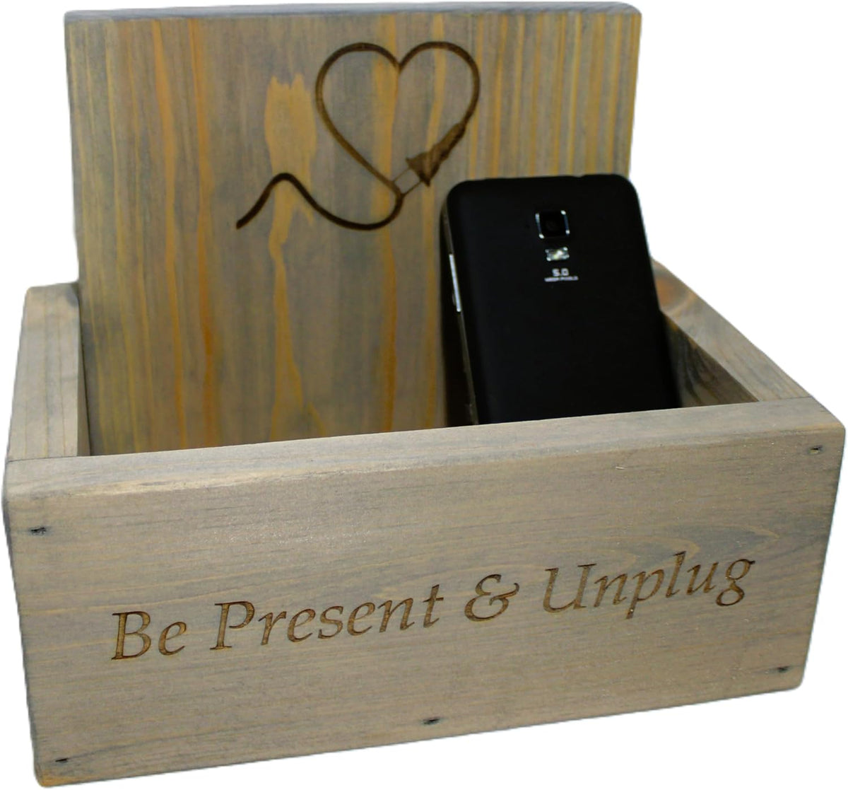 Unplug - Rustic Cell Phone Drop Box - Handcrafted from Hidden Pond Gardens! Made from Reclaimed Pine and Stained in barn Weather Grey. Handmade on Our Farm in Our barn. Made in The USA.