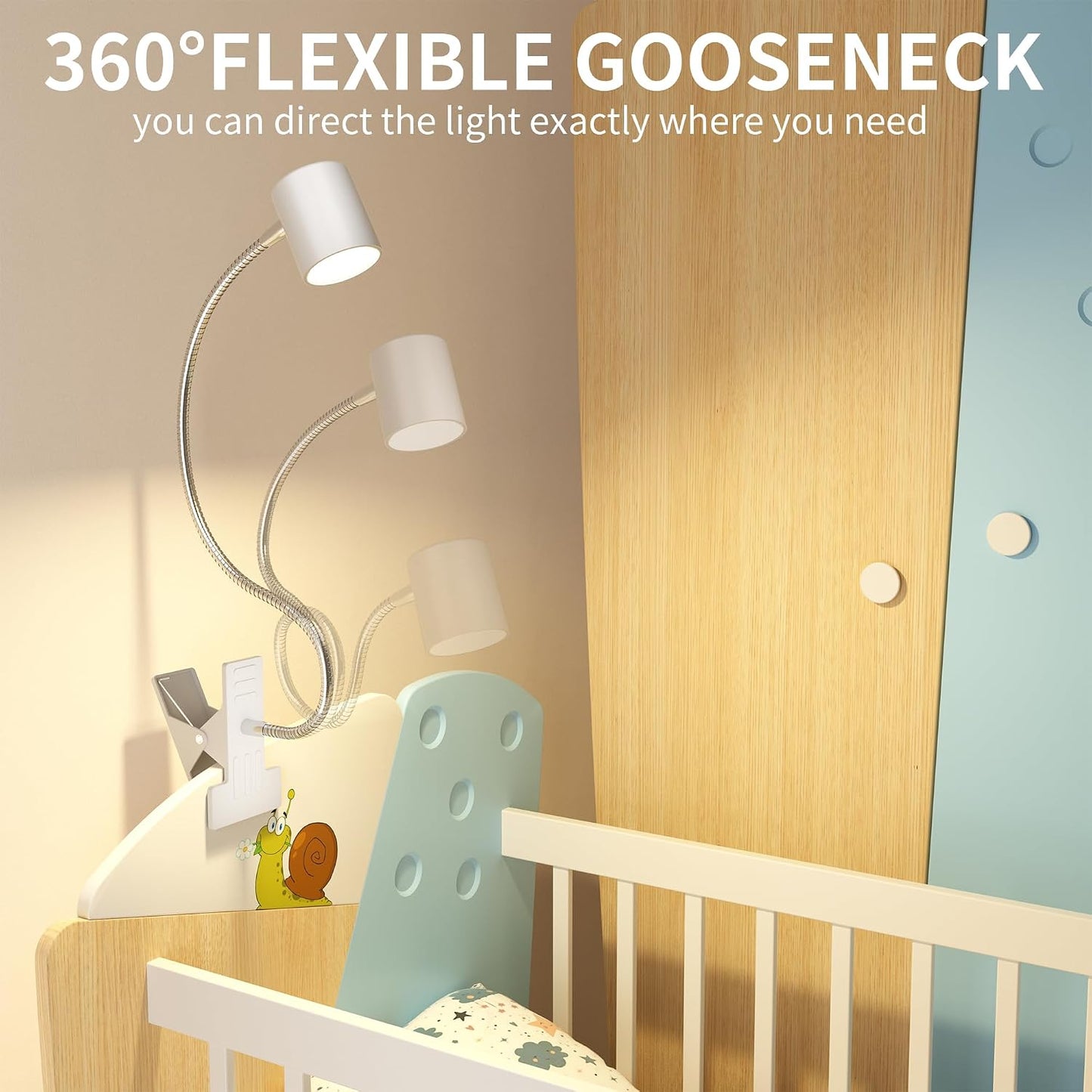Desk Lamp USB Clip On Light,Book Lights for Reading at Night Clamp Light | 3 Color Modes,10 Brightness Clamp Light,360° Gooseneck LED Reading Light for Books in Bed,Eye-Care for Home Office,Headboards