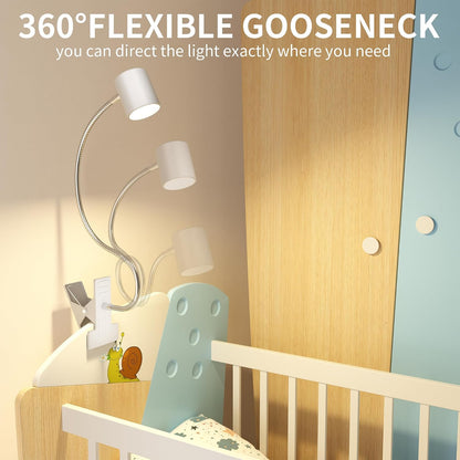 Desk Lamp USB Clip On Light,Book Lights for Reading at Night Clamp Light | 3 Color Modes,10 Brightness Clamp Light,360° Gooseneck LED Reading Light for Books in Bed,Eye-Care for Home Office,Headboards