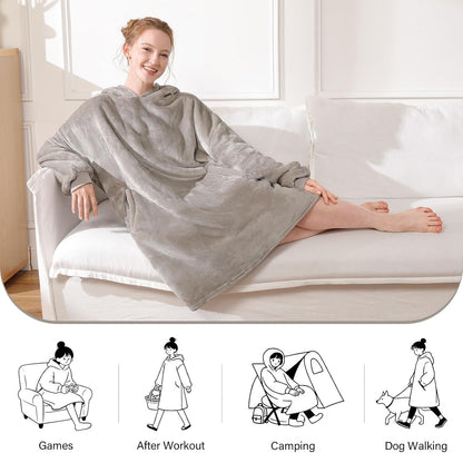 LetsFunny Blanket Hoodie,Oversized Wearable Sherpa Fleece Blanket Sweatshirt,Super Soft Warm Cozy with Giant Pocket,Gifts for Women Men Adults Teenagers, One Size Fits All