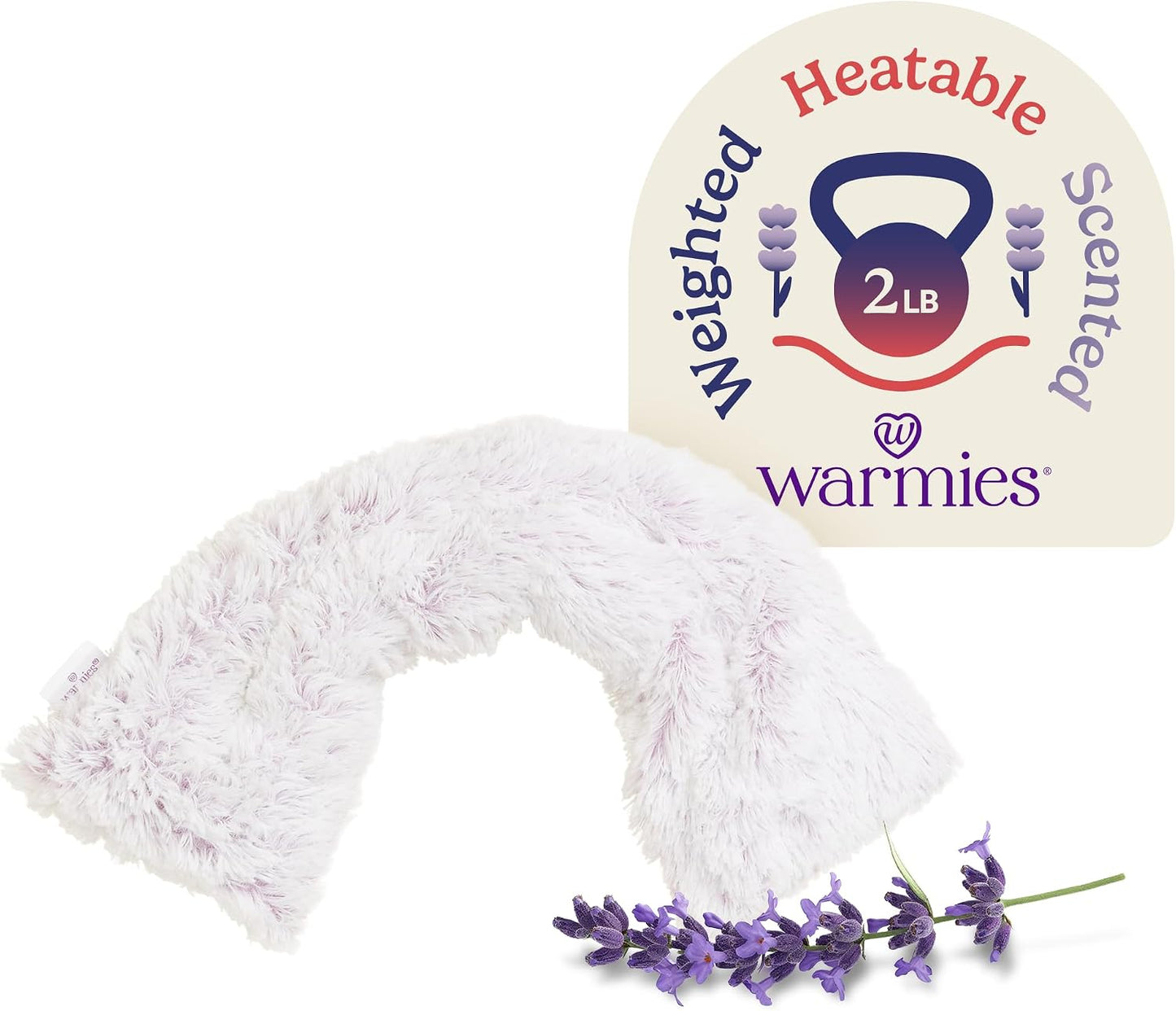 warmies Microwavable Neck & Shoulder Wrap - Weighted Neck Wrap - Microwavable Heat Pack for Shoulders - Chillable Heating Pad with Lavender for Aches & Pain - Marshmallow Gray, 19 x 5 x 3 in, 2 lb