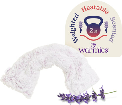 warmies Microwavable Neck & Shoulder Wrap - Weighted Neck Wrap - Microwavable Heat Pack for Shoulders - Chillable Heating Pad with Lavender for Aches & Pain - Marshmallow Gray, 19 x 5 x 3 in, 2 lb