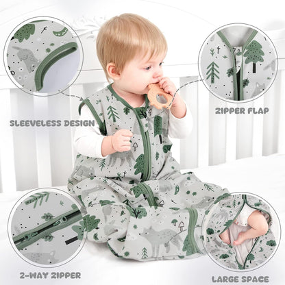 Yoofoss Baby Sleep Sack Baby Wearable Blanket 100% Cotton 2-Way Zipper Toddler Sleeping Sack