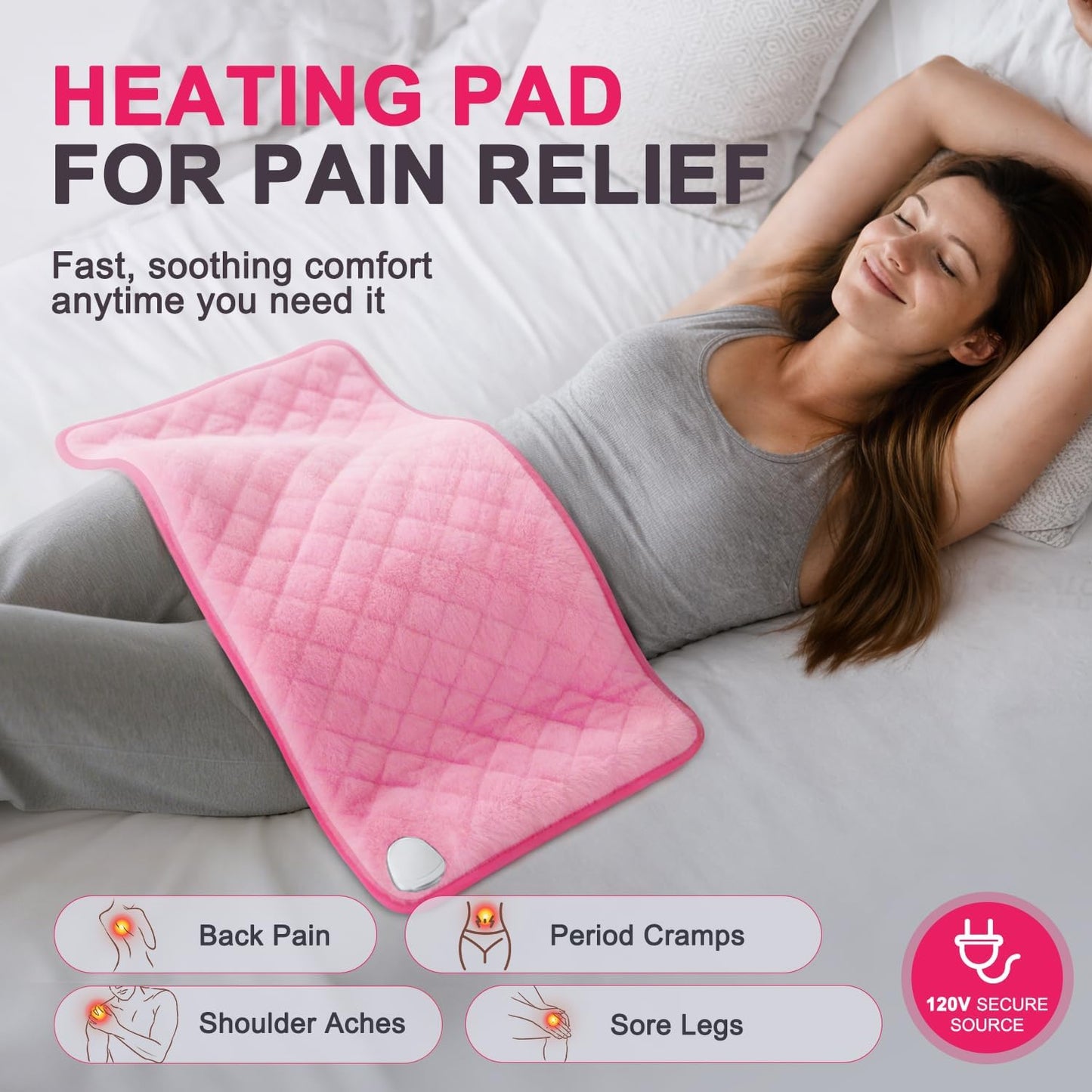35 x 20 Inch King Size Electric Heating Pad for Back, Neck and Shoulders | FSA Eligible HSA, for Period Cramps, Abdomen and Knee, Dry or Moist Heat Use, 2H Auto Shut Off, 6 Heat Settings, Washable