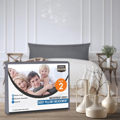 Utopia Bedding Premium 100% Waterproof Pillow Protectors with Zipper Standard Size (Set of 4), Bed Bug and Dust Mite Proof Zippered Pillow Covers, Pillow Encasement Cases, Gray