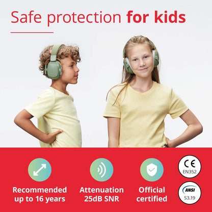 Alpine Muffy Kids - Hearing Protection - CE & ANSI Certified - Adjustable for Ages 3-16 years - Noise Cancelling Headphones - 25dB Sound Reduction Ideal for Protection and Concentration Aid – Black