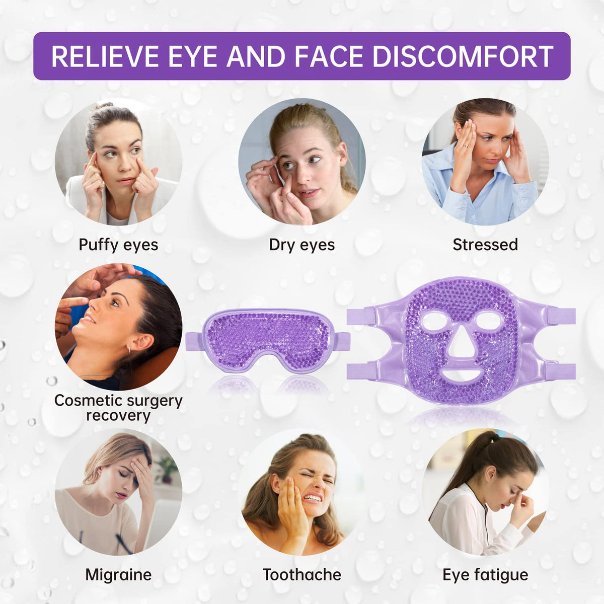 ZNÖCUETÖD Cold Face Ice Mask Facial Ice Pack, Hot Cold Compress for Face