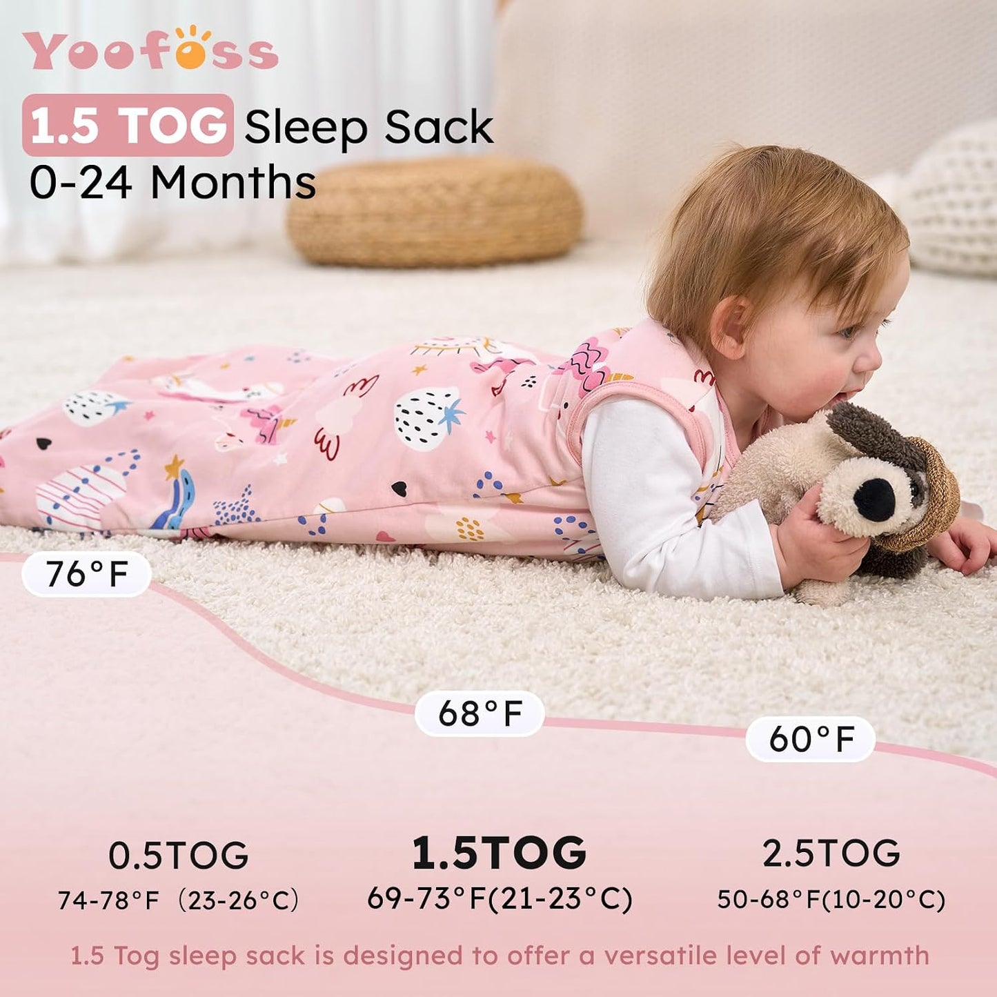 Yoofoss Baby Sleep Sack Baby Wearable Blanket 100% Cotton 2-Way Zipper Toddler Sleeping Sack