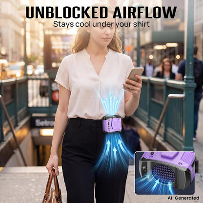 AJVV Portable Waist Fan Wearable Belt Fan Clip on Fan for Shirt, 40H Max Personal Cooling, for Camping, Outdoor, Jobsite, Travel (Off-white)