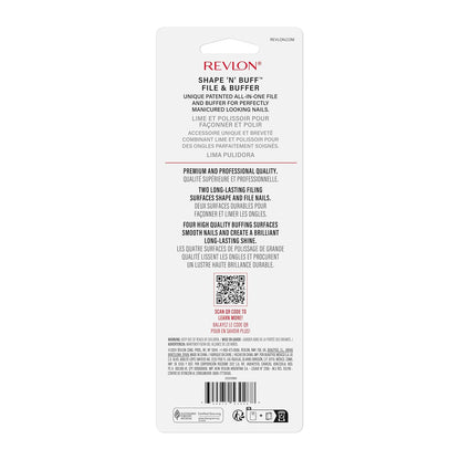 Revlon Shape 'N' Buff Nail Buffer Block, All-in-One Manicure Tool for Shaping & Shining Natural Fingernails, 1 Count
