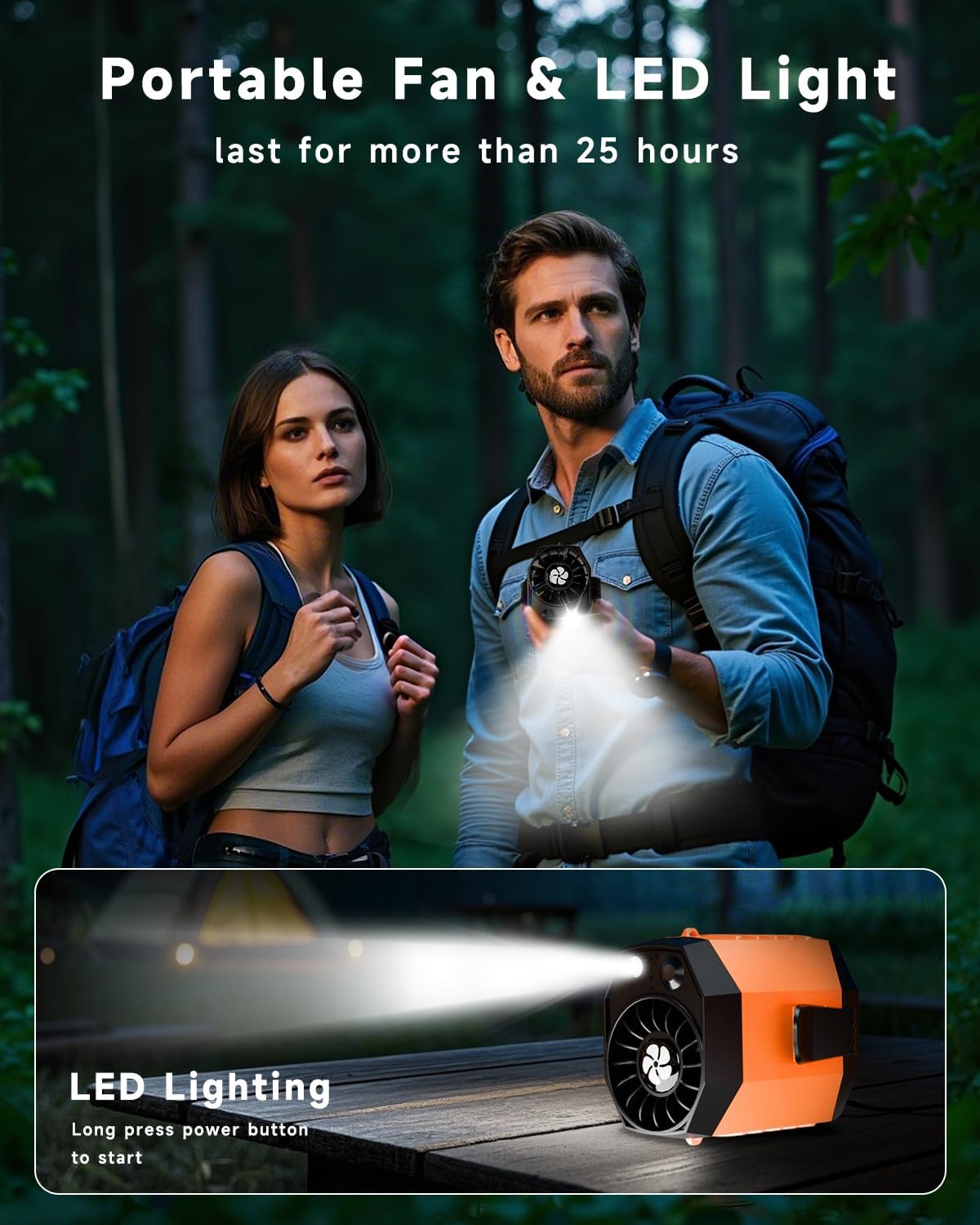 JKBOOM Portable Waist Fan, 9200RPM High Speed Wearable Fan, Mini Rechargeable Personal Fan for Jobsite & Outdoor, 25H Runtime, 25dB Quiet, Belt Fan with LED Flashlight for Men, Black