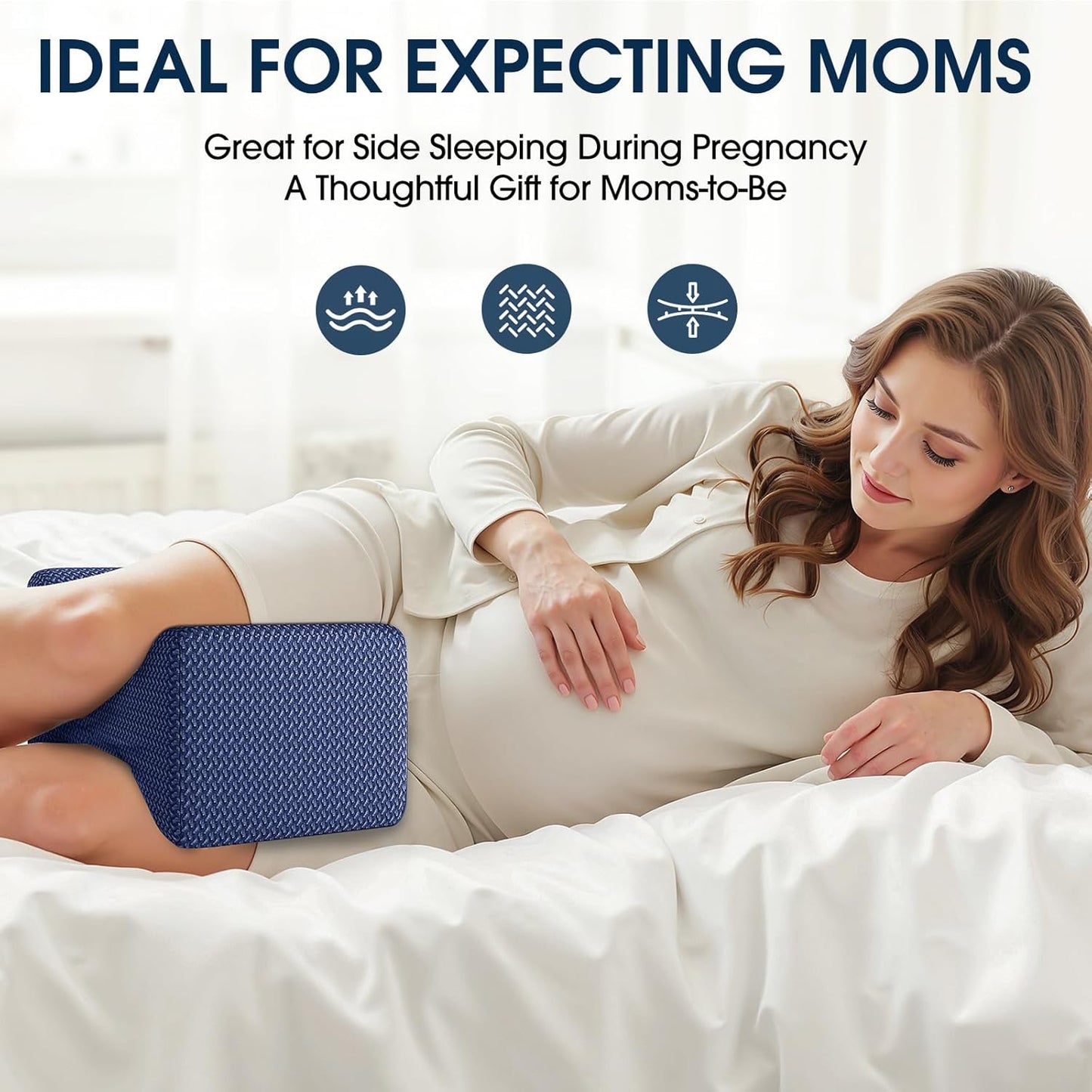 BlissTrends Memory Foam Knee Pillow, Knee Pillow for Side Sleepers, Leg Pillows for Sleeping Blood Circulation, Elevation Pillow for Spine Aligning, Sciatica, Back, Hip, Knee, Ankle Pain, Grey