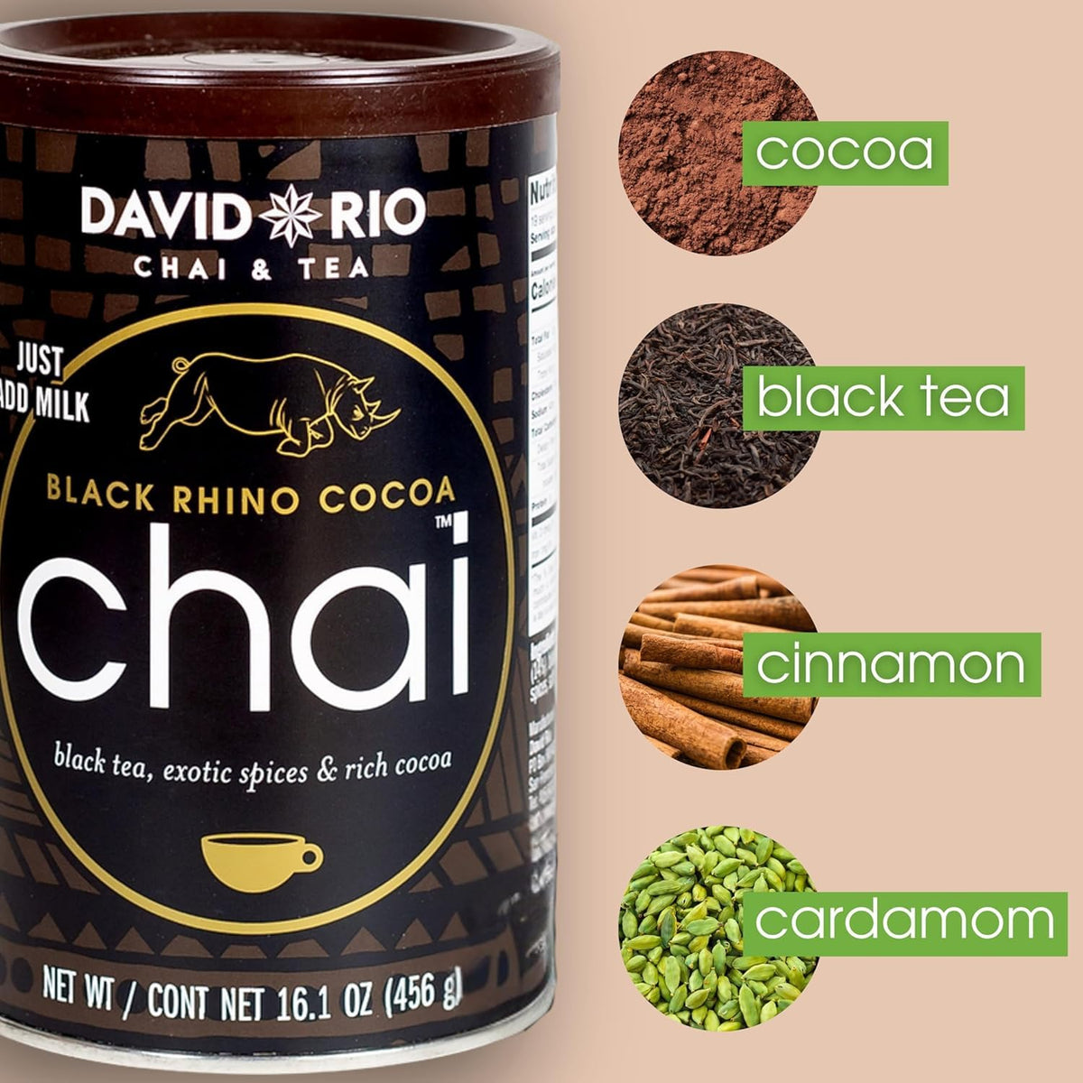 David Rio Elephant Vanilla Chai Tea Latte Mix, 14 Oz