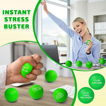 SHQDD 100PCS Motivational Stress Balls for Adults and Kids - Stress Balls Bulk Soft Sponge Squeeze Toys with Inspirational Quotes | Office Classroom Stress Relief Gifts | Anxiety Relief Fidget Toys