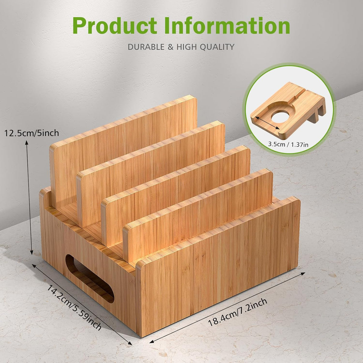 Pezin & Hulin Bamboo Charging Station with USB Charger,5Cables-Natural