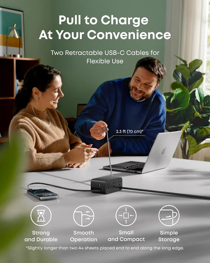 Anker Nano Charging Station, 100W 7-in-1 Power Strip, Retractable Charger