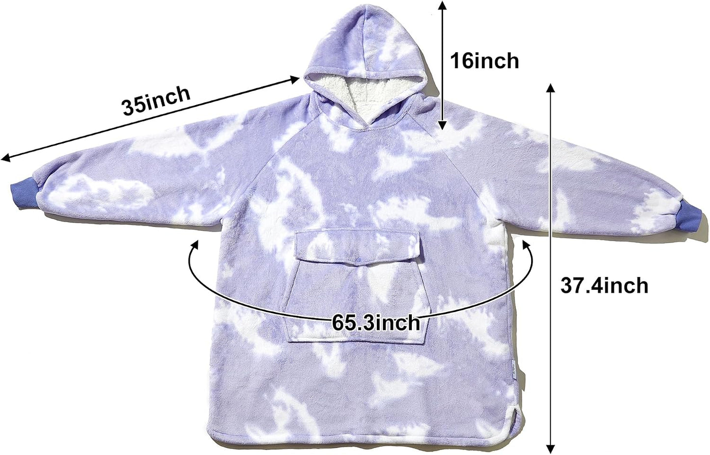 Krifey Wearable Blanket Hoodie, Oversized Sherpa Hooded Blanket for Adults | Soft sherpa fleece with sleeves and pocket; oversized fit for lounging, WFH, camping, Christmas and white elephant gifts.