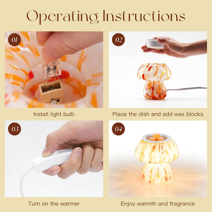 Candeldo Mushroom Wax Melt Warmer: Wax Melter Warmer with Timer Cute Melter Fragrance Candle Lamp Home Decor Mothers Day Birthday Gift for Women