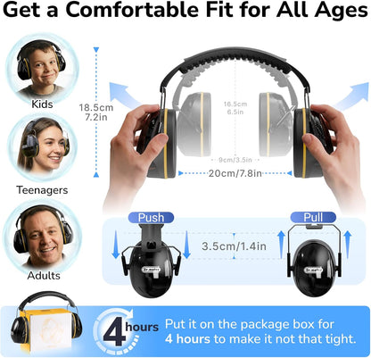 Dr.meter Ear Protection Ear Muffs, Noise Cancelling Headphones for Adults Kids 31dB Earmuffs for Noise Reduction, Hearing Protection for Shooting Gun Range, Mowing, Monster Jam, Sensory, Fireworks