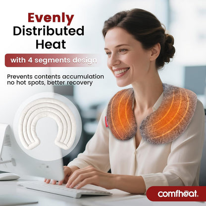 Neck Heating Pad Microwavable for Pain Relief, Moist Hot Compress Microwave Neck Warmer Wrap FSA Eligible HSA for Sore Muscles Relief, Lavender Aroma, 25 x 5.7 Inches, Blue