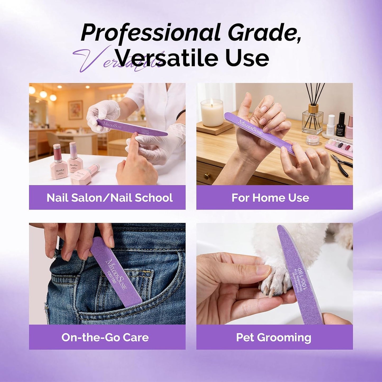 MelodySusie 16Pcs Professional Nail Buffer Kit,Nail Files and Buffers,Nail Buffer Block,Nail Brush, Nail File Buffers Kit for Natural Nails,DIY,Home Use,Salon（100/180 Grit）