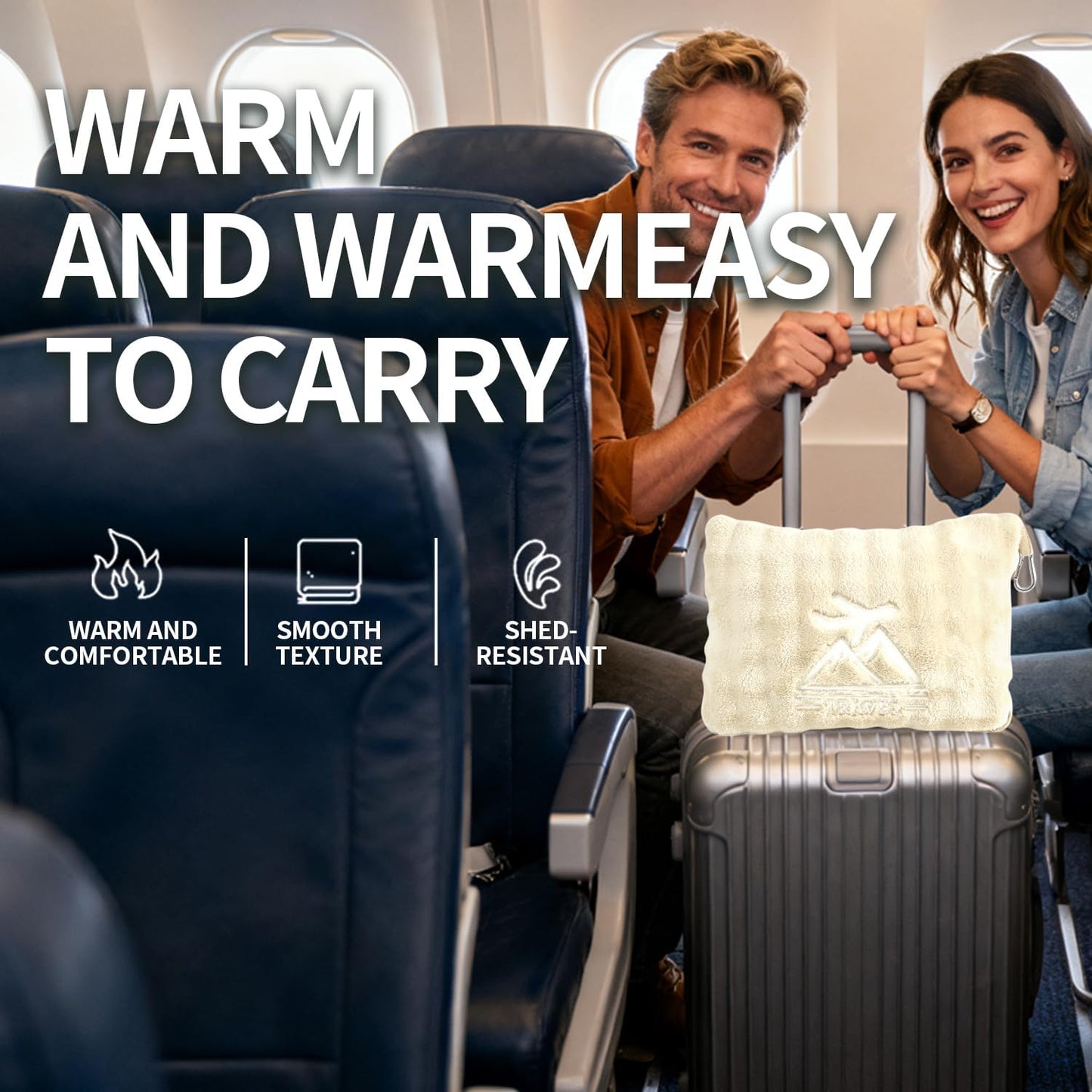 Travel Blanket and Pillow-2-in-1, Ultra-Soft&Compact, Airplane Blanket with Hand Luggage Belt and Backpack Clip,Travelers Accessories Gifts, 61x43 Inches(Pink