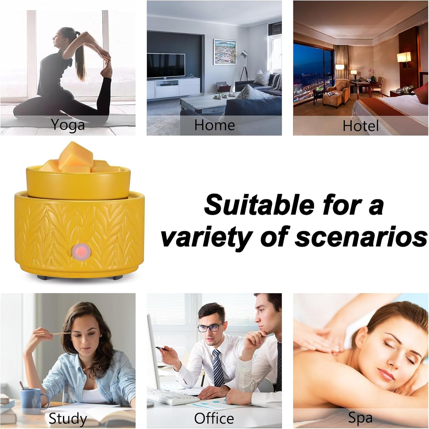 Ceramic Wax Melt Warmer, Fragrance Wax Warmer 4-in-1 Electric Candle Wax Melter and Wax Cubes for Home Office Bedroom Aromatherapy Essential Oil Burner is Birthday Gifts for Women Mom Girl(Dark Brown)