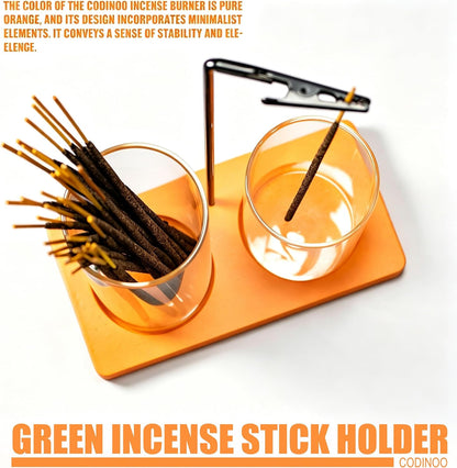 2 in 1 Incense Burner Holder for Sticks,Glass Incense Holder with Storage,Upside Down Incense Holder for Sticks with Glass Ash Catcher for Meditation Yoga Spa Room Home Decor[Full Black]