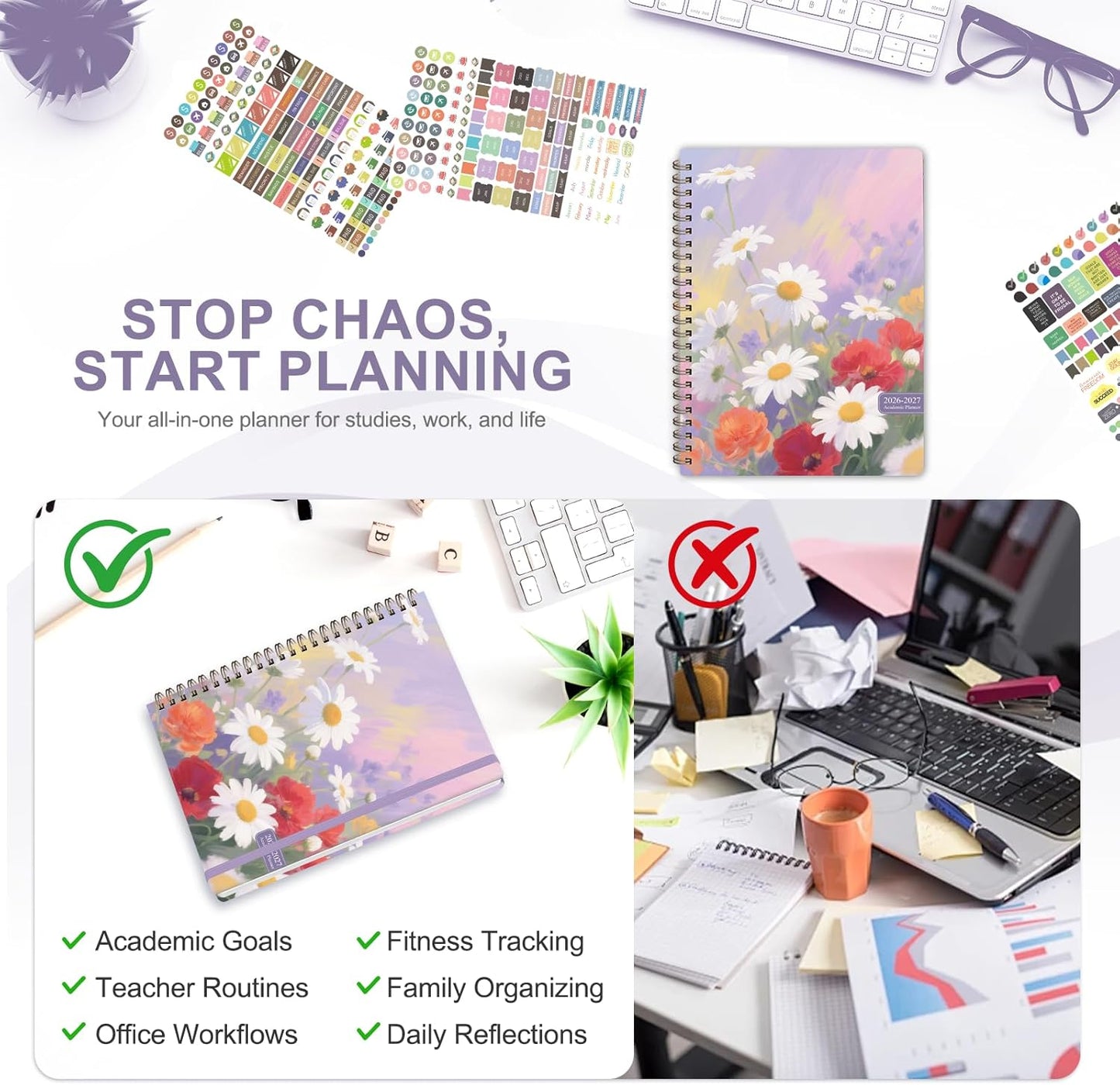 Planner 2026-2027, Weekly and Monthly Calendar Planner, JUL 2026 - JUN 2027 | A5(6.3'' x 8.5''), Hardcover, Agenda Book, Sprial Bound, Inner Pocket, Office and School Use
