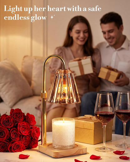 Marycele Candle Warmer Lamp with Timer & Dimmer - Mothers Day Gifts for Women Mom Her, Aesthetic Office Home Decor, Adjustable Height Wax Melter for Candle Jar & 3-Wick Candles (2 Bulbs Included)