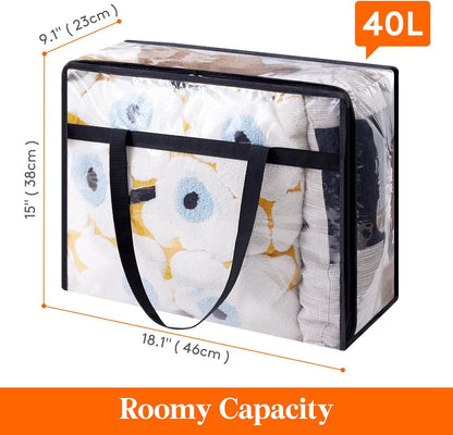 Lifewit 45L Clear Clothes Storage Bags,Plastic Foldable Blanket Storage Bag
