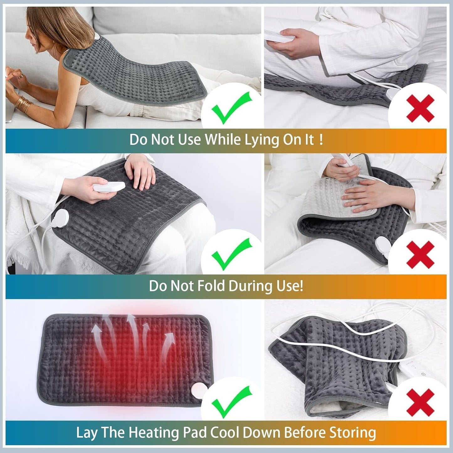 Comfytemp Extra Large Heating Pad for Back & Period, 33''x 17'' King Size FSA Eligible Pack, Birthday Gifts for Women Men Mom Dad, HSA Electric XL Heat Wrap for Body/Shoulder/Neck/Knee, Washable, Blue