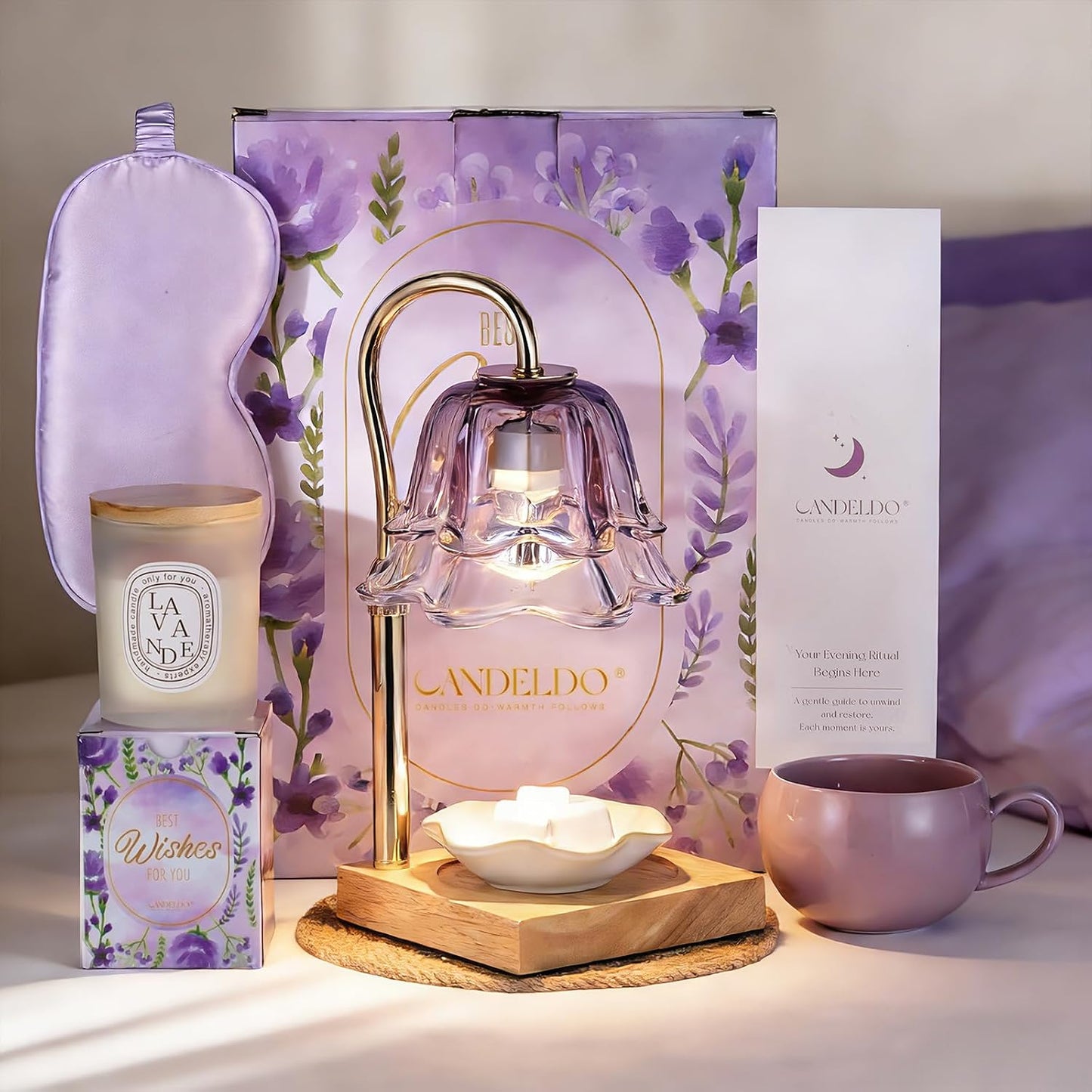 Candeldo Candle Warmer Lamp with Timer: Flower Gold Candle Lamps Height Adjustable Wax Melt House Warming Gifts New Home Decor Mothers Day Birthday Gift for Women Mom