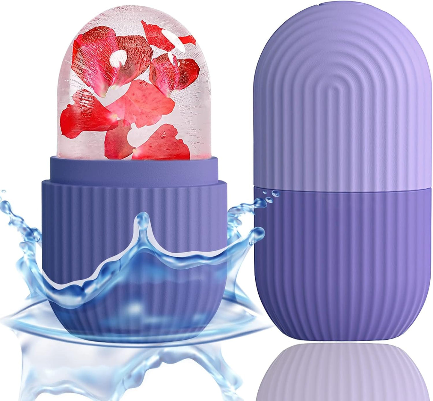 XHJRI Ice Cube Roller Massager for Face, Eyes and Neck Naturally Conditioning and Skin Care,De-Puff Eye Bags,Reduce Migraine Pain,Reusable Massage Silicone Ice Mold (Pink)