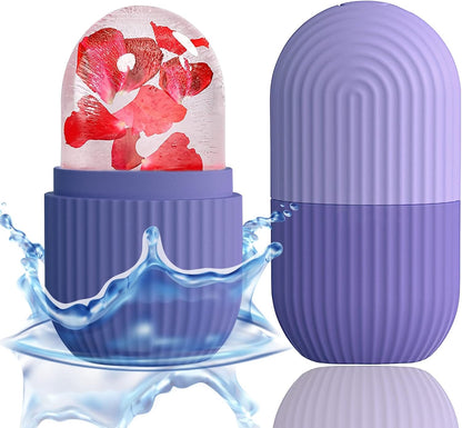 XHJRI Ice Cube Roller Massager for Face, Eyes and Neck Naturally Conditioning and Skin Care,De-Puff Eye Bags,Reduce Migraine Pain,Reusable Massage Silicone Ice Mold (Pink)
